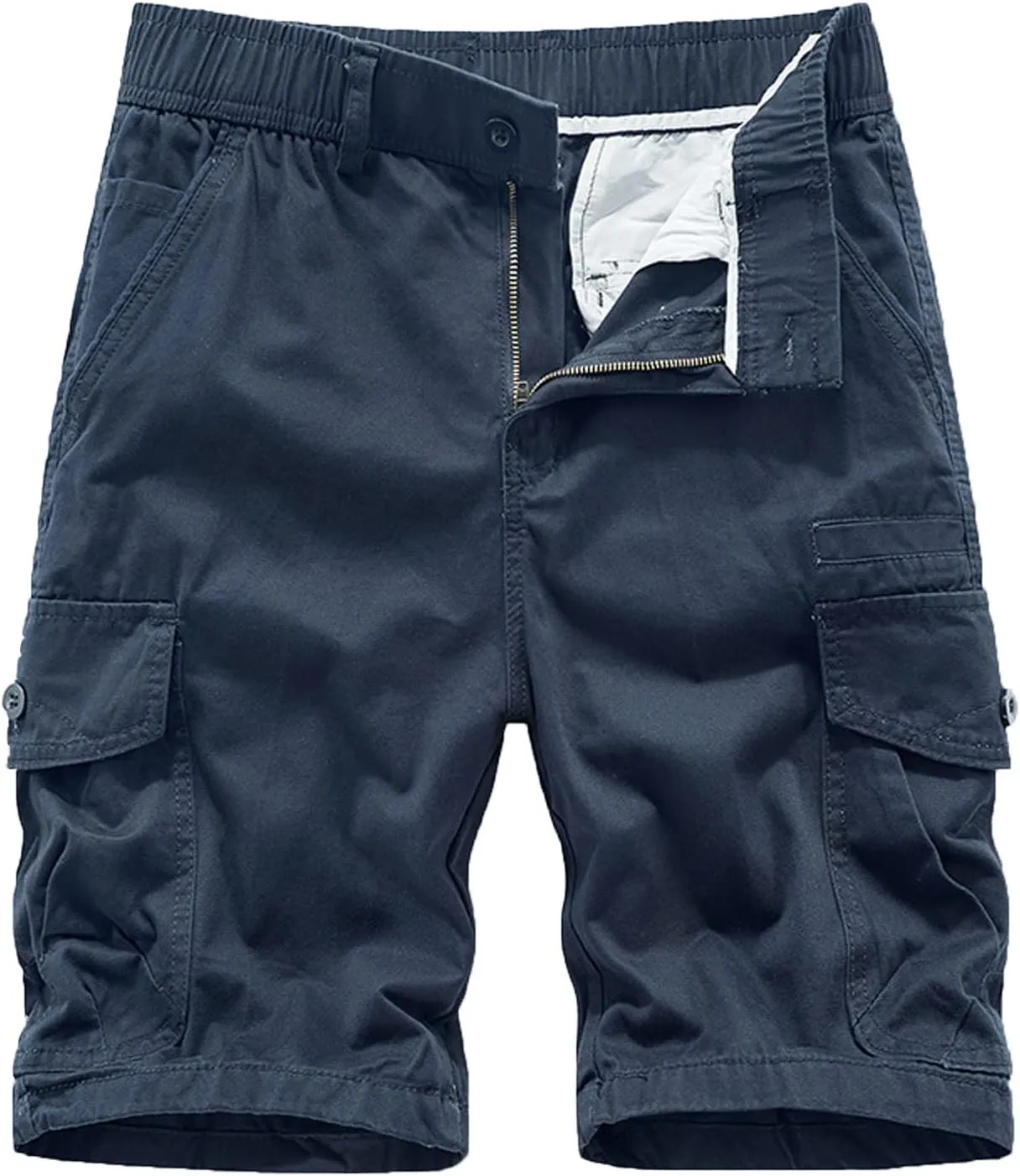 Men's Cargo Shorts Multi Pockets Elastic Waist Casual Chino Pants Summer Fashion Zipper Hiking Golf Fishing Shorts
