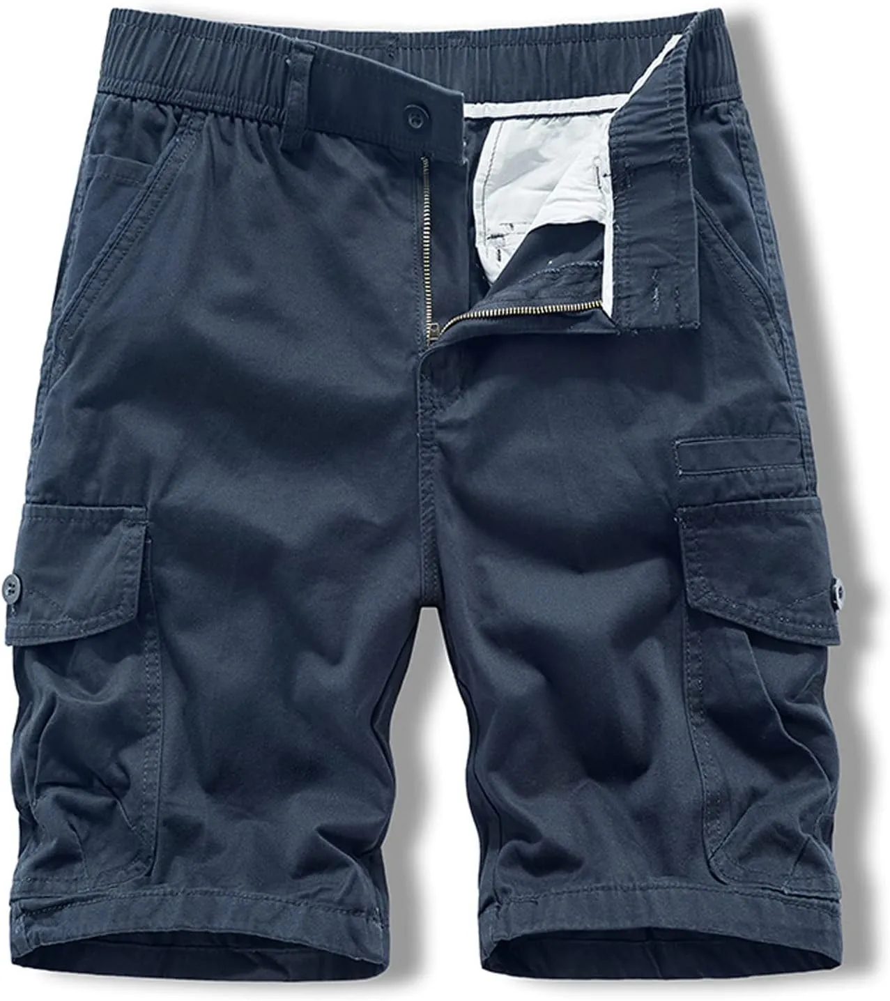 Men's Cargo Shorts Multi Pockets Elastic Waist Casual Chino Pants Summer Fashion Zipper Hiking Golf Fishing Shorts