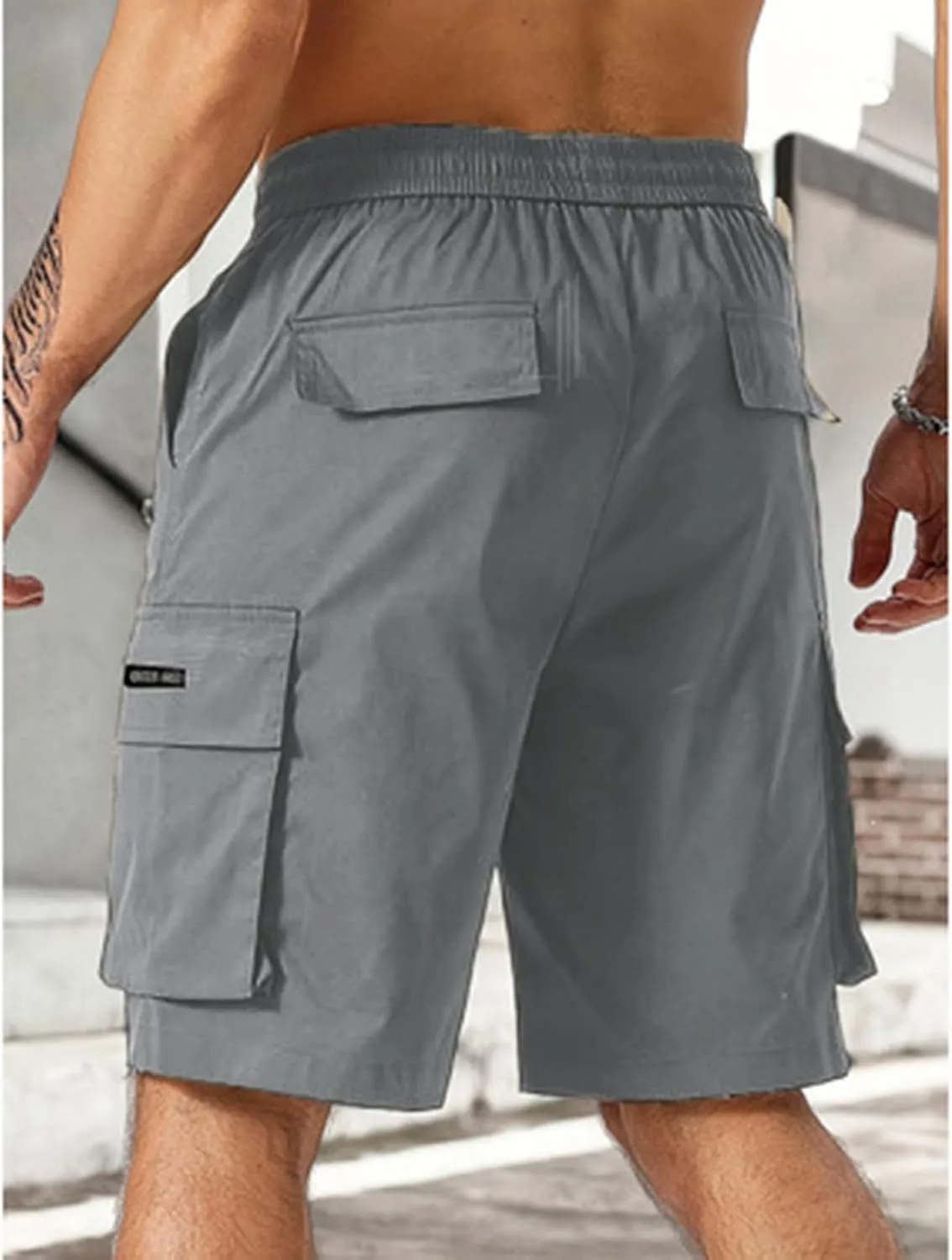 Men's Cargo Shorts Stretch Drawstring Hiking Work Pants Summer Lightweight Classic Multi Pockets Tactical Short Pants