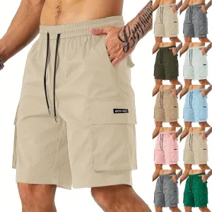 Men's Cargo Shorts Stretch Drawstring Hiking Work Pants Summer Lightweight Classic Multi Pockets Tactical Short Pants