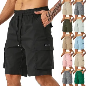Men's Cargo Shorts Stretch Drawstring Hiking Work Pants Summer Lightweight Classic Multi Pockets Tactical Short Pants