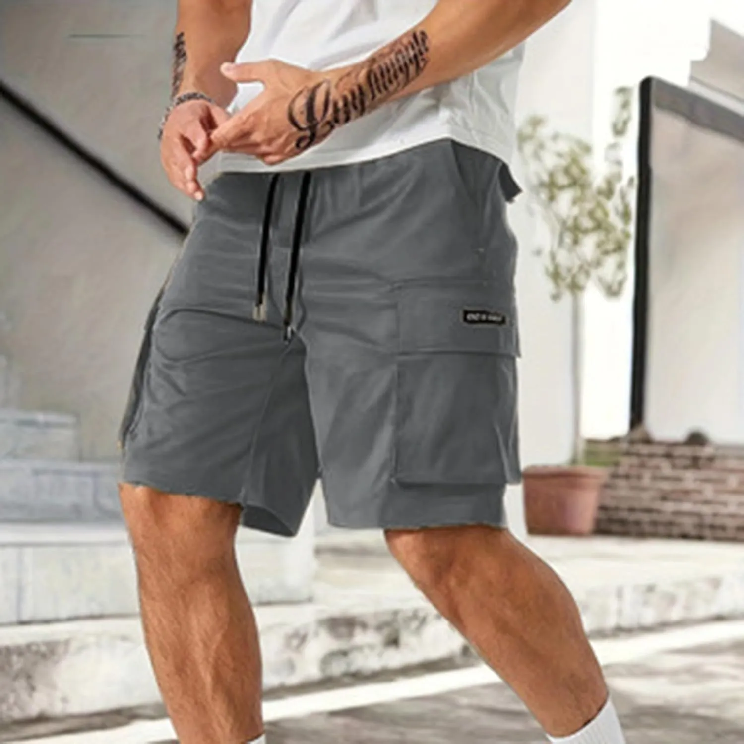 Men's Cargo Shorts Stretch Drawstring Hiking Work Pants Summer Lightweight Classic Multi Pockets Tactical Short Pants