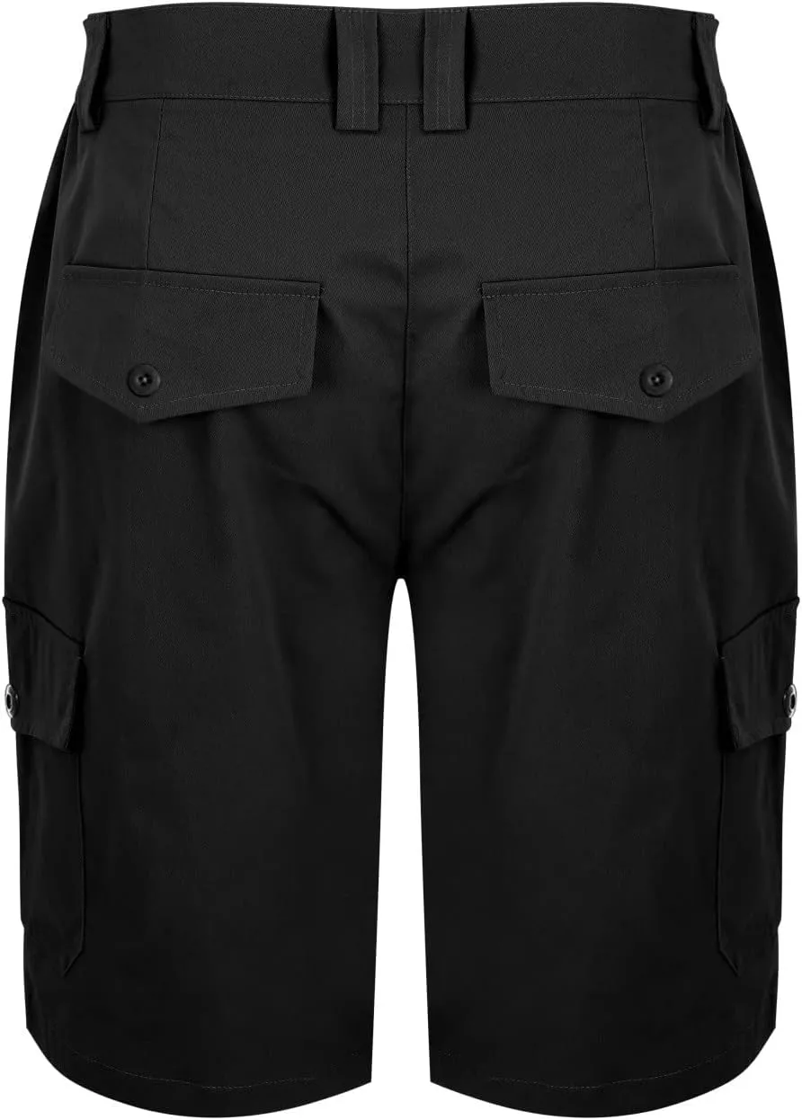 Mens Cargo Shorts Summer Twill Cotton Beach Elastic Waist Casual Work Comfort and Lightweight Short with Multi Pocket