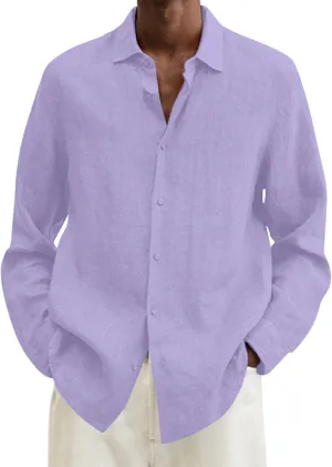 Men's Casual Button Down Shirt Cotton Solid Color Pocket Long Sleeve Shirt Top Long Sleeve T Shirt Men Mens Shirts