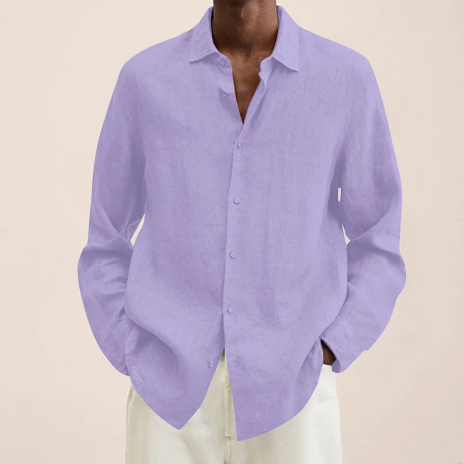 Men's Casual Button Down Shirt Cotton Solid Color Pocket Long Sleeve Shirt Top Long Sleeve T Shirt Men Mens Shirts