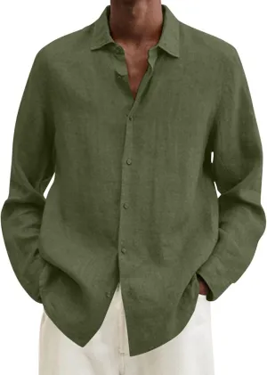 Men's Casual Button Down Shirt Cotton Solid Color Pocket Long Sleeve Shirt Top Long Sleeve T Shirt Men Mens Shirts