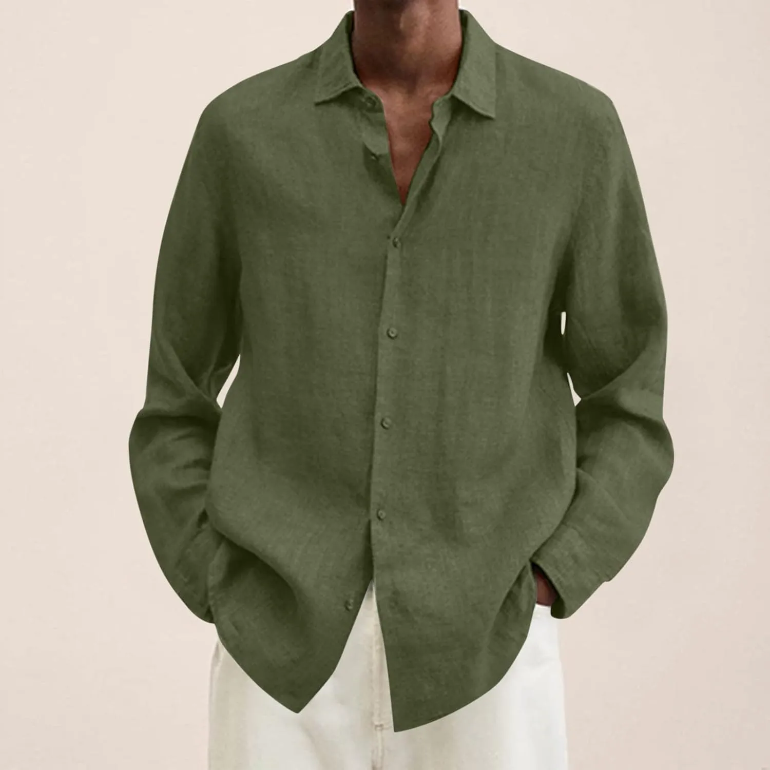 Men's Casual Button Down Shirt Cotton Solid Color Pocket Long Sleeve Shirt Top Long Sleeve T Shirt Men Mens Shirts