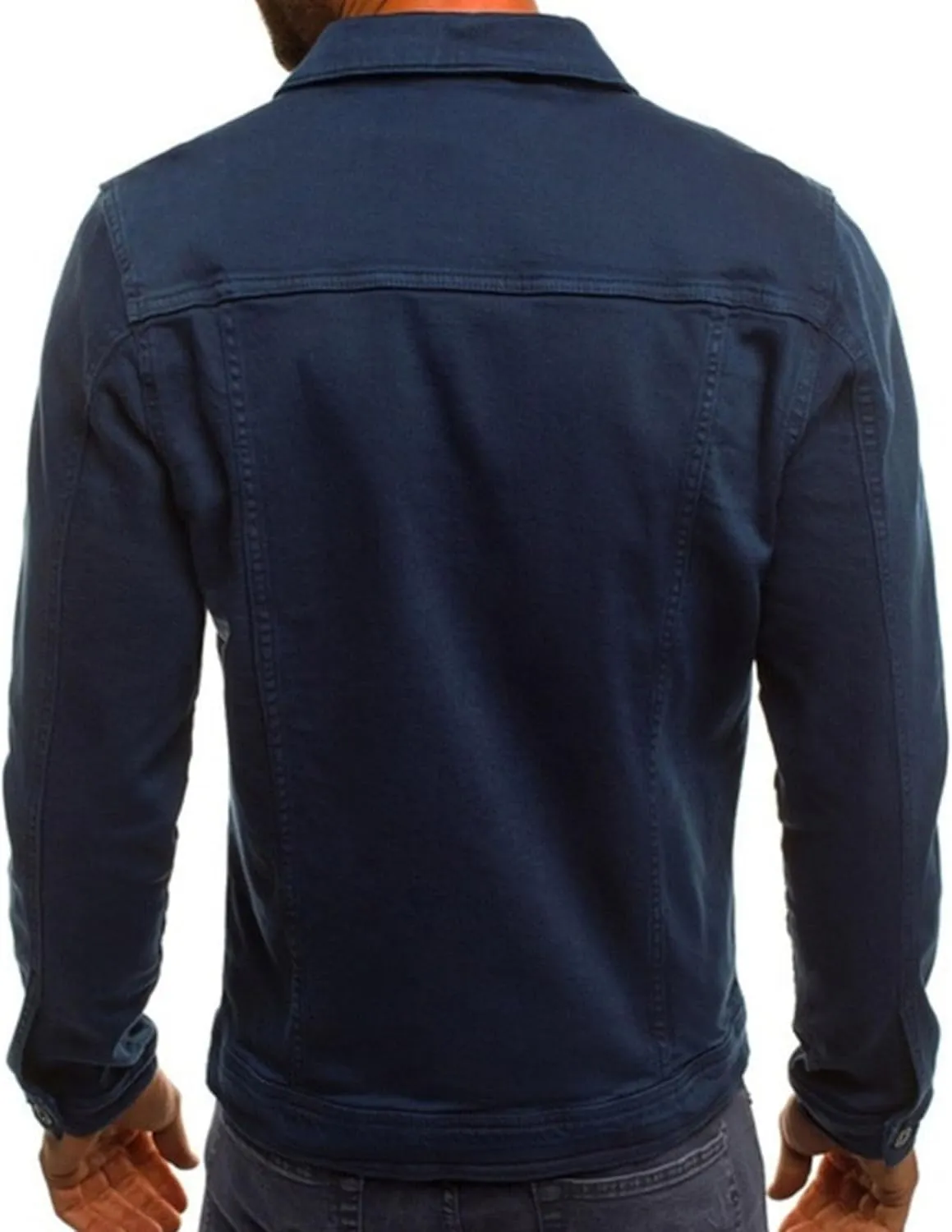 Men's Casual Denim Jacket Button Down Long Sleeve Trucker Jacket Solid Color Slim Fit Fashion Jean Coat