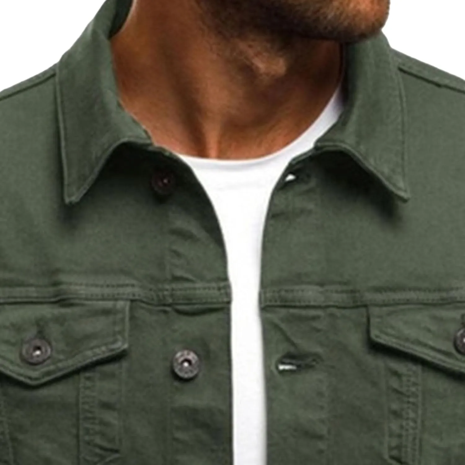 Men's Casual Denim Jacket Button Down Long Sleeve Trucker Jacket Solid Color Slim Fit Fashion Jean Coat