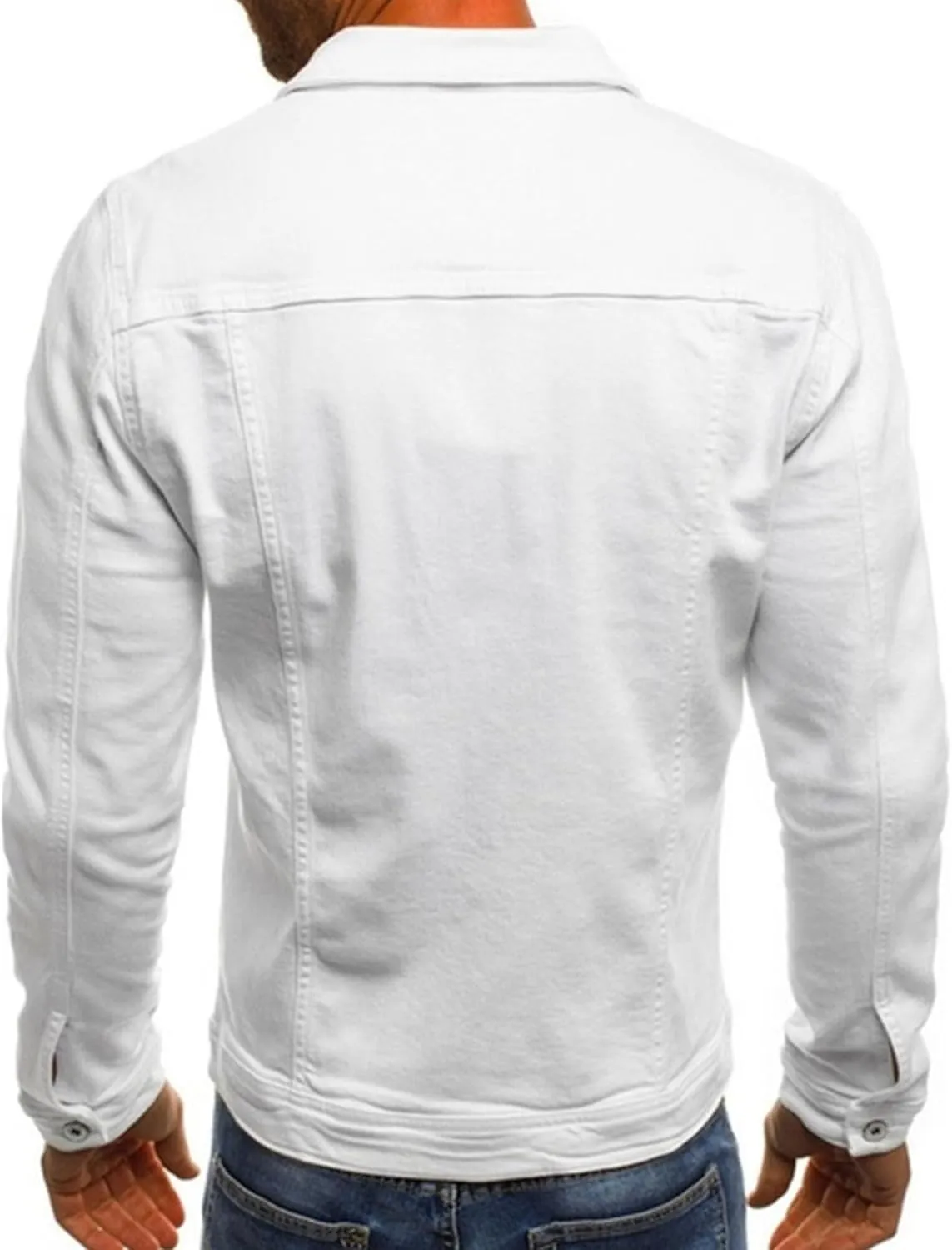 Men's Casual Denim Jacket Button Down Long Sleeve Trucker Jacket Solid Color Slim Fit Fashion Jean Coat