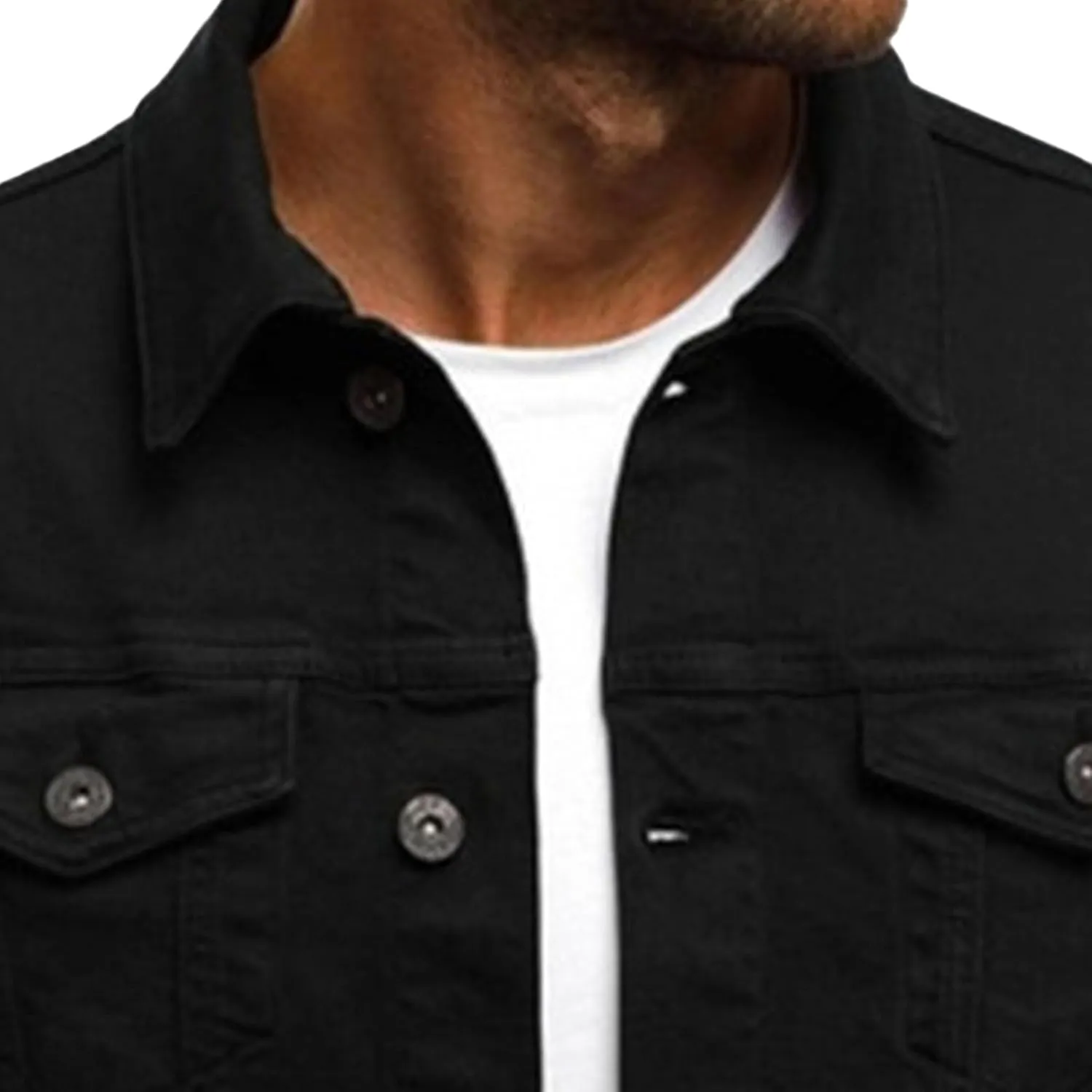 Men's Casual Denim Jacket Button Down Long Sleeve Trucker Jacket Solid Color Slim Fit Fashion Jean Coat