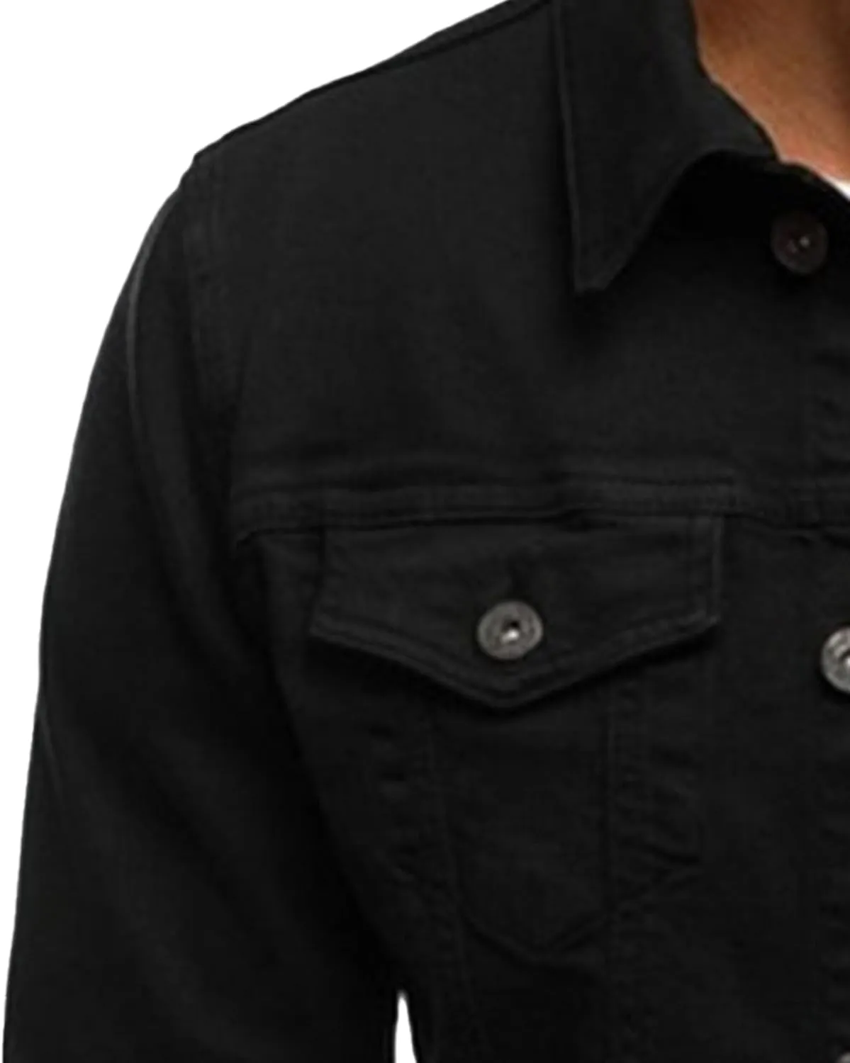 Men's Casual Denim Jacket Button Down Long Sleeve Trucker Jacket Solid Color Slim Fit Fashion Jean Coat