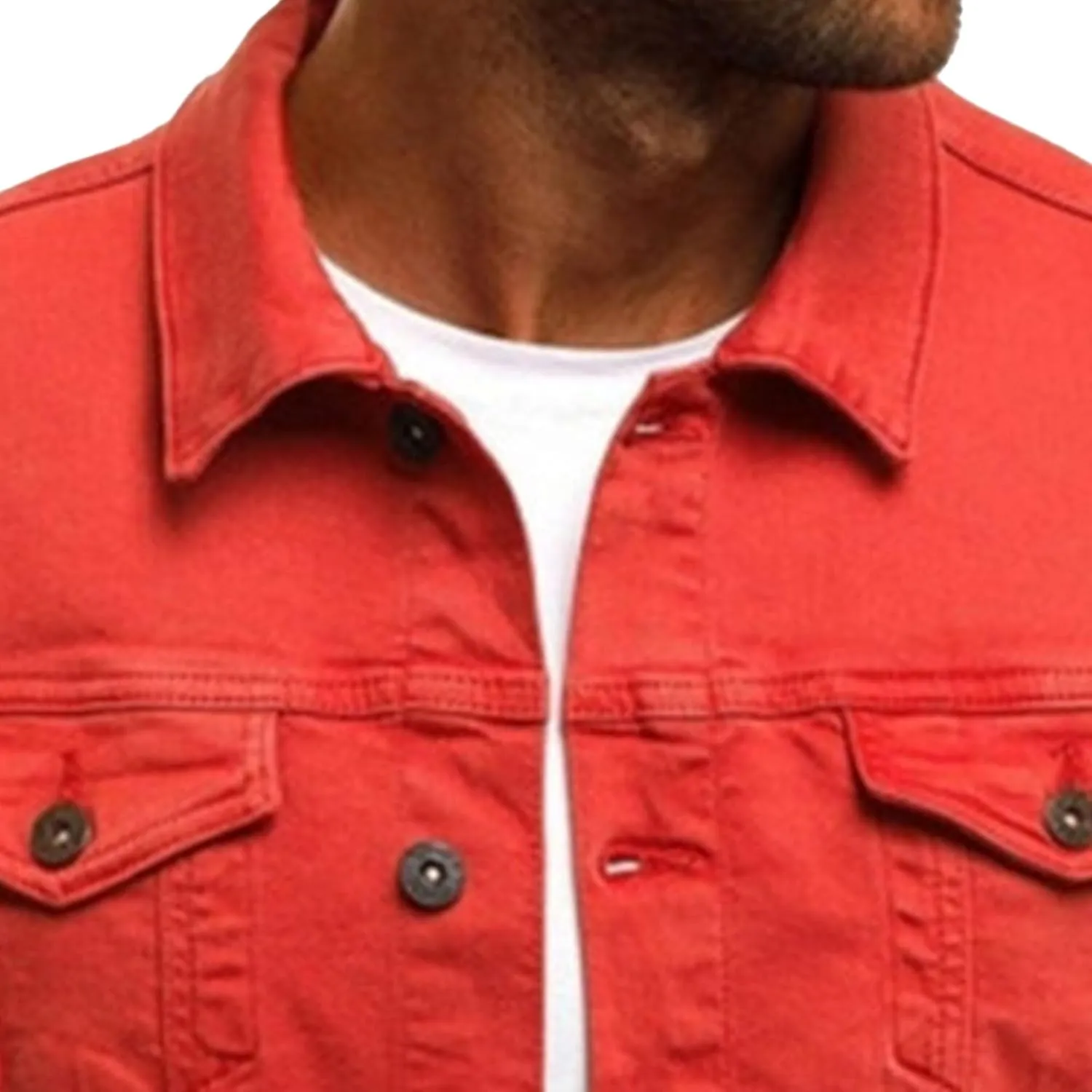Men's Casual Denim Jacket Button Down Long Sleeve Trucker Jacket Solid Color Slim Fit Fashion Jean Coat