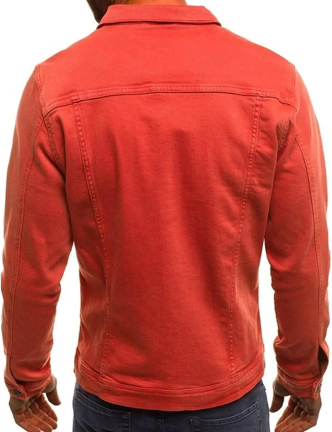 Men's Casual Denim Jacket Button Down Long Sleeve Trucker Jacket Solid Color Slim Fit Fashion Jean Coat