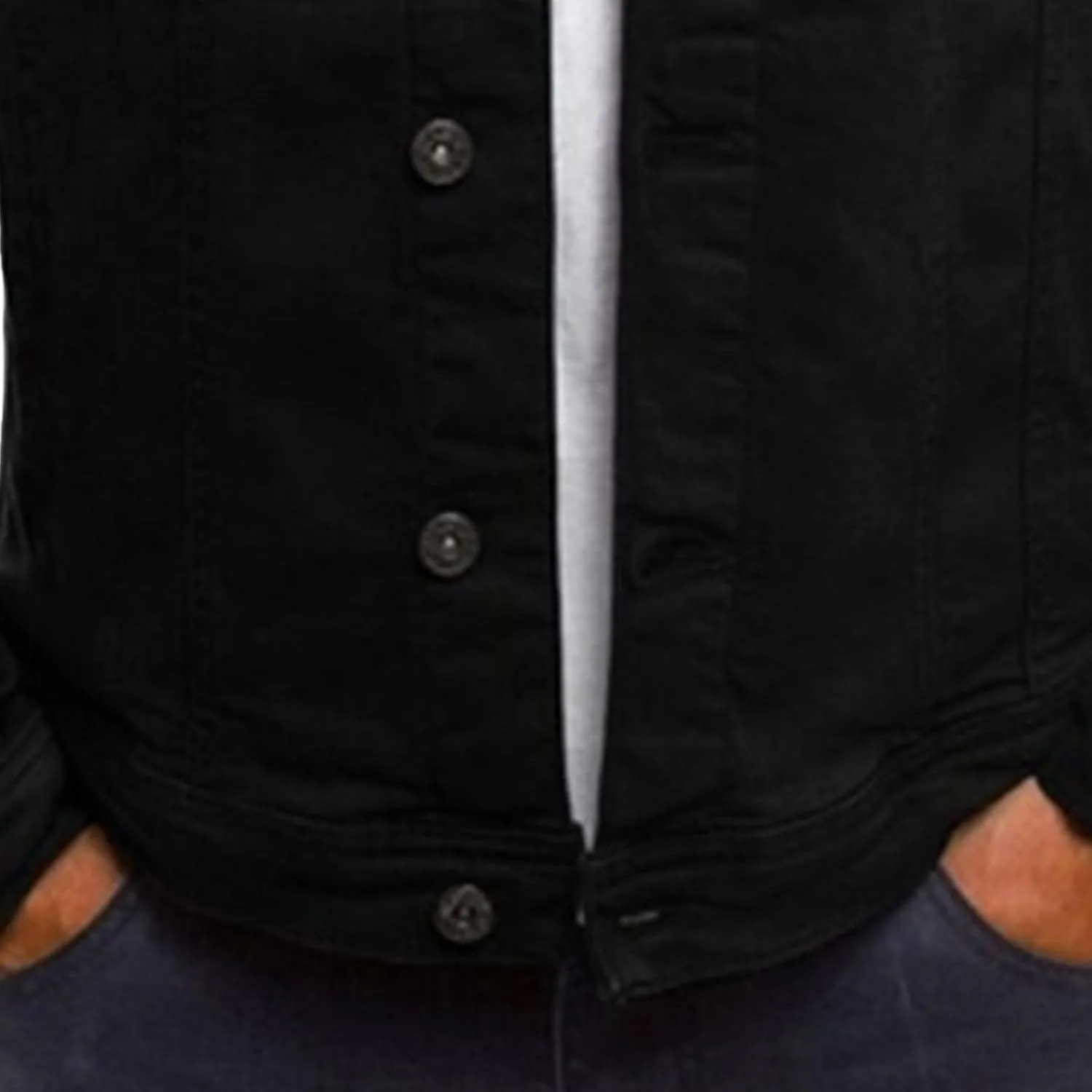 Men's Casual Denim Jacket Button Down Long Sleeve Trucker Jacket Solid Color Slim Fit Fashion Jean Coat