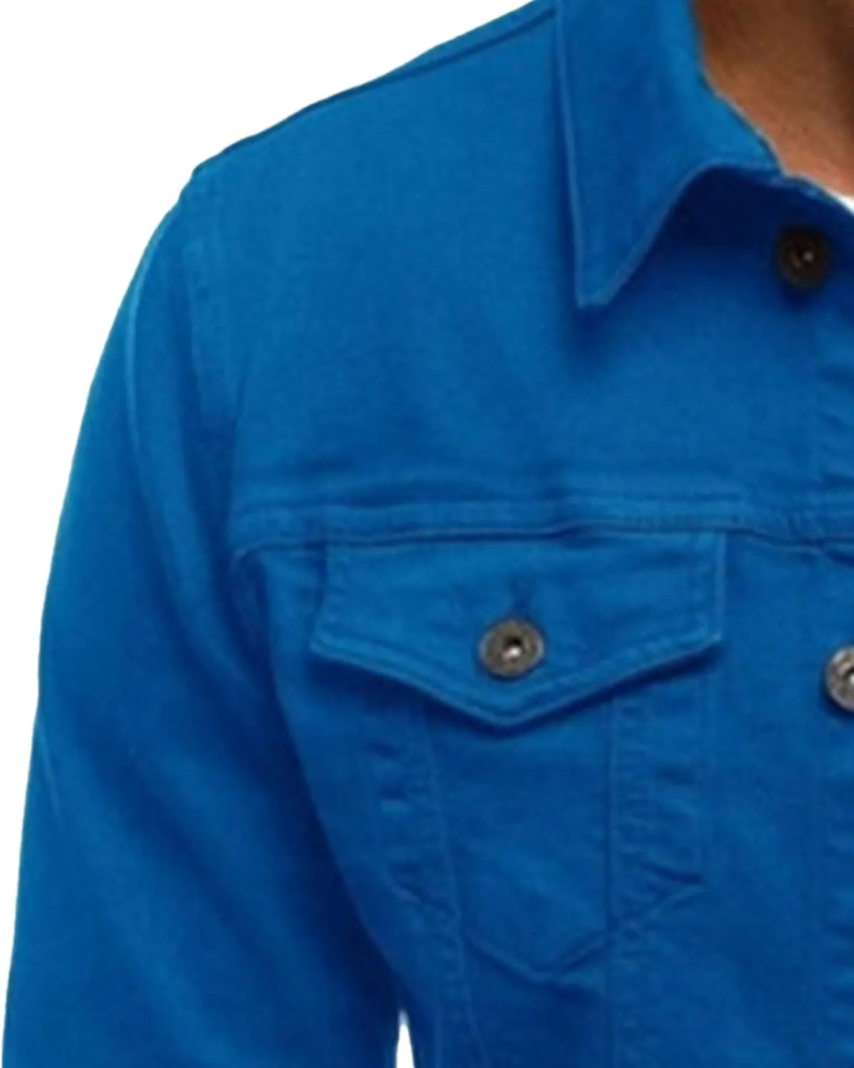 Men's Casual Denim Jacket Button Down Long Sleeve Trucker Jacket Solid Color Slim Fit Fashion Jean Coat