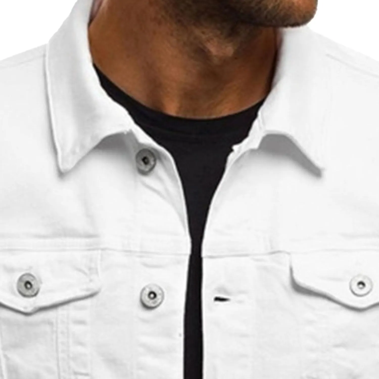 Men's Casual Denim Jacket Button Down Long Sleeve Trucker Jacket Solid Color Slim Fit Fashion Jean Coat