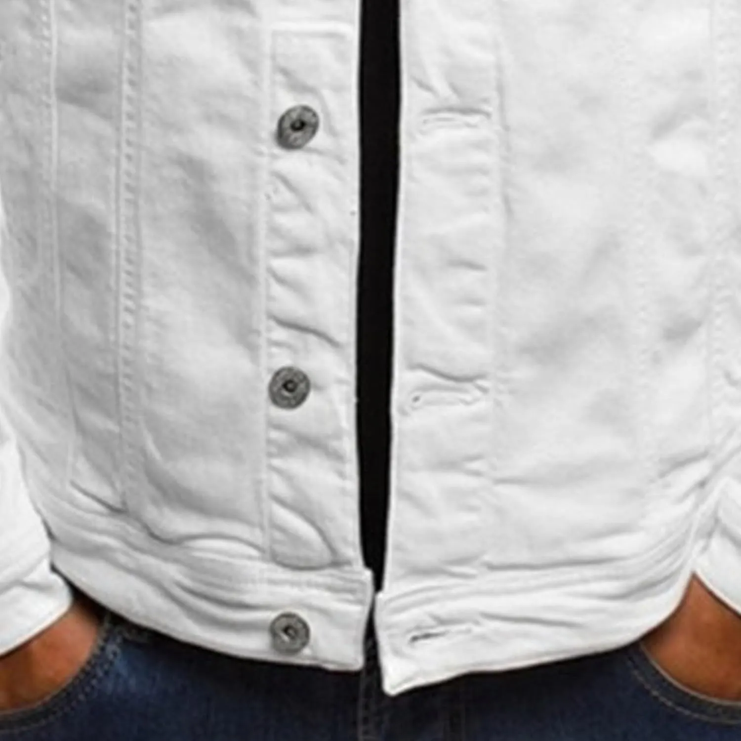 Men's Casual Denim Jacket Button Down Long Sleeve Trucker Jacket Solid Color Slim Fit Fashion Jean Coat