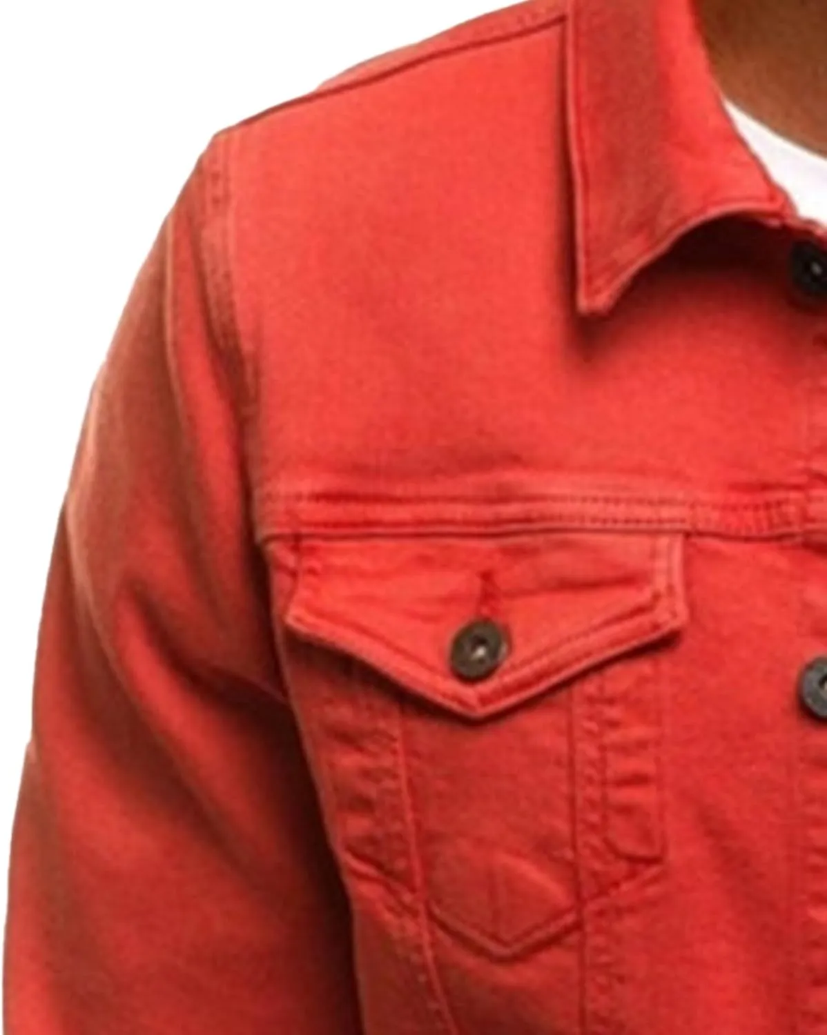 Men's Casual Denim Jacket Button Down Long Sleeve Trucker Jacket Solid Color Slim Fit Fashion Jean Coat