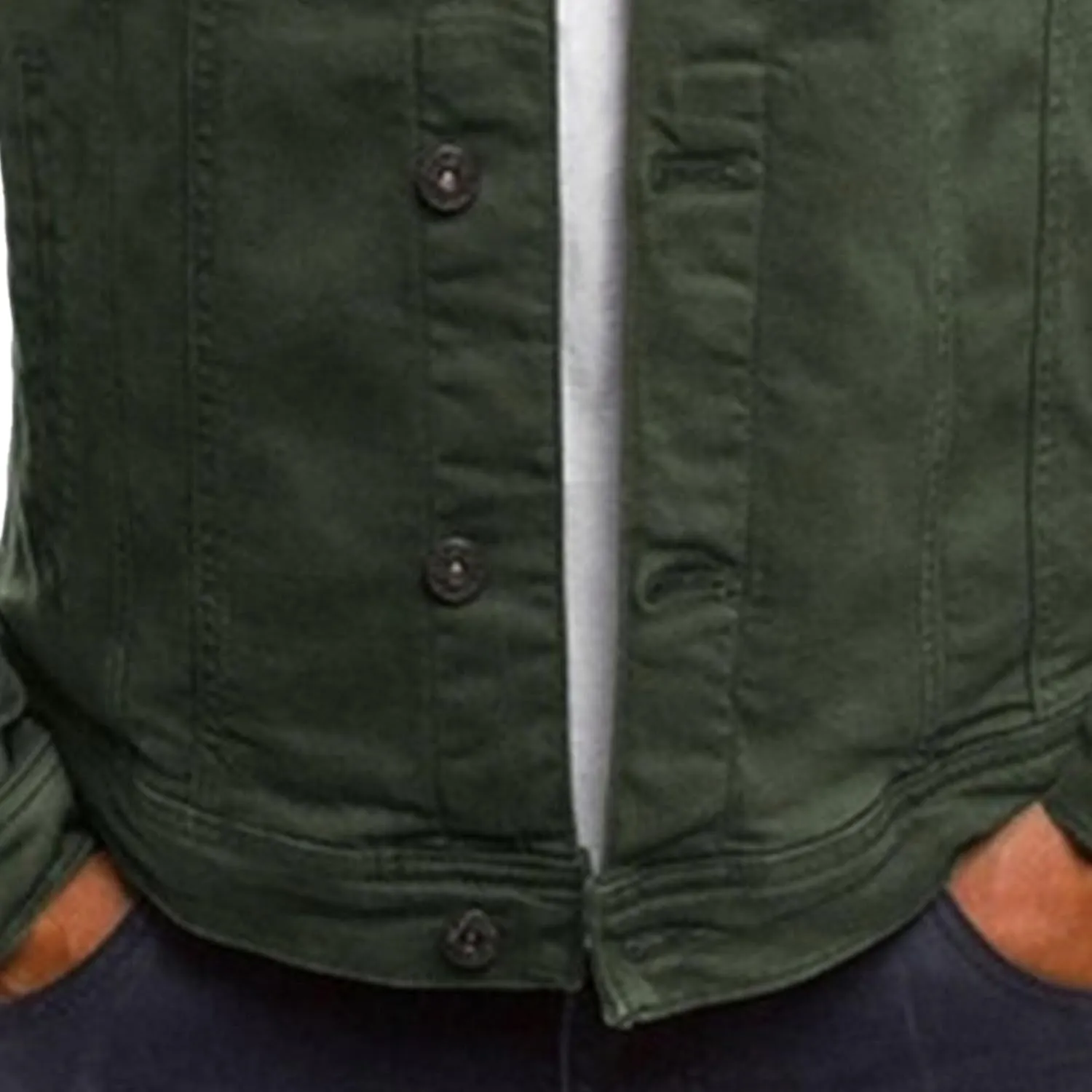 Men's Casual Denim Jacket Button Down Long Sleeve Trucker Jacket Solid Color Slim Fit Fashion Jean Coat