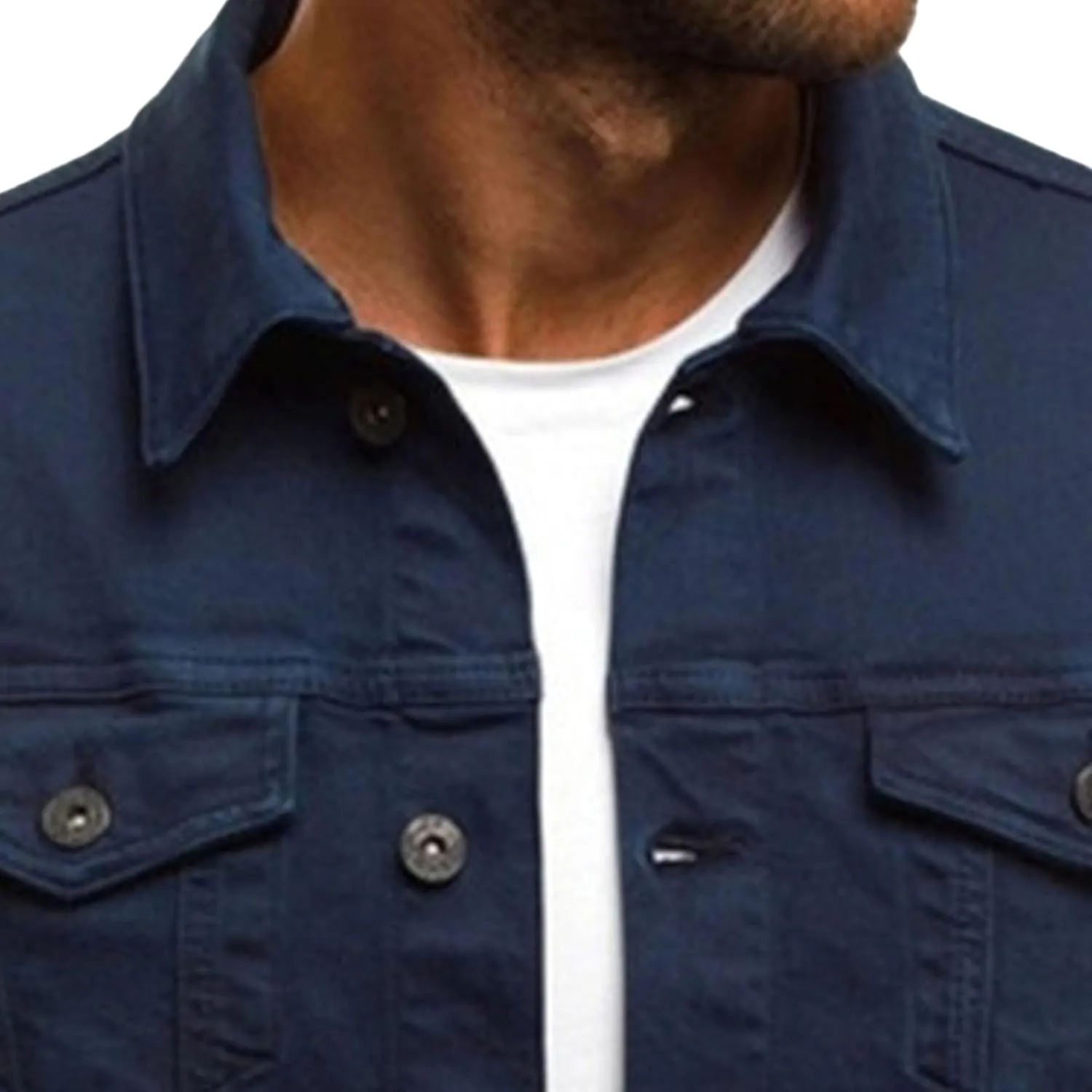 Men's Casual Denim Jacket Button Down Long Sleeve Trucker Jacket Solid Color Slim Fit Fashion Jean Coat