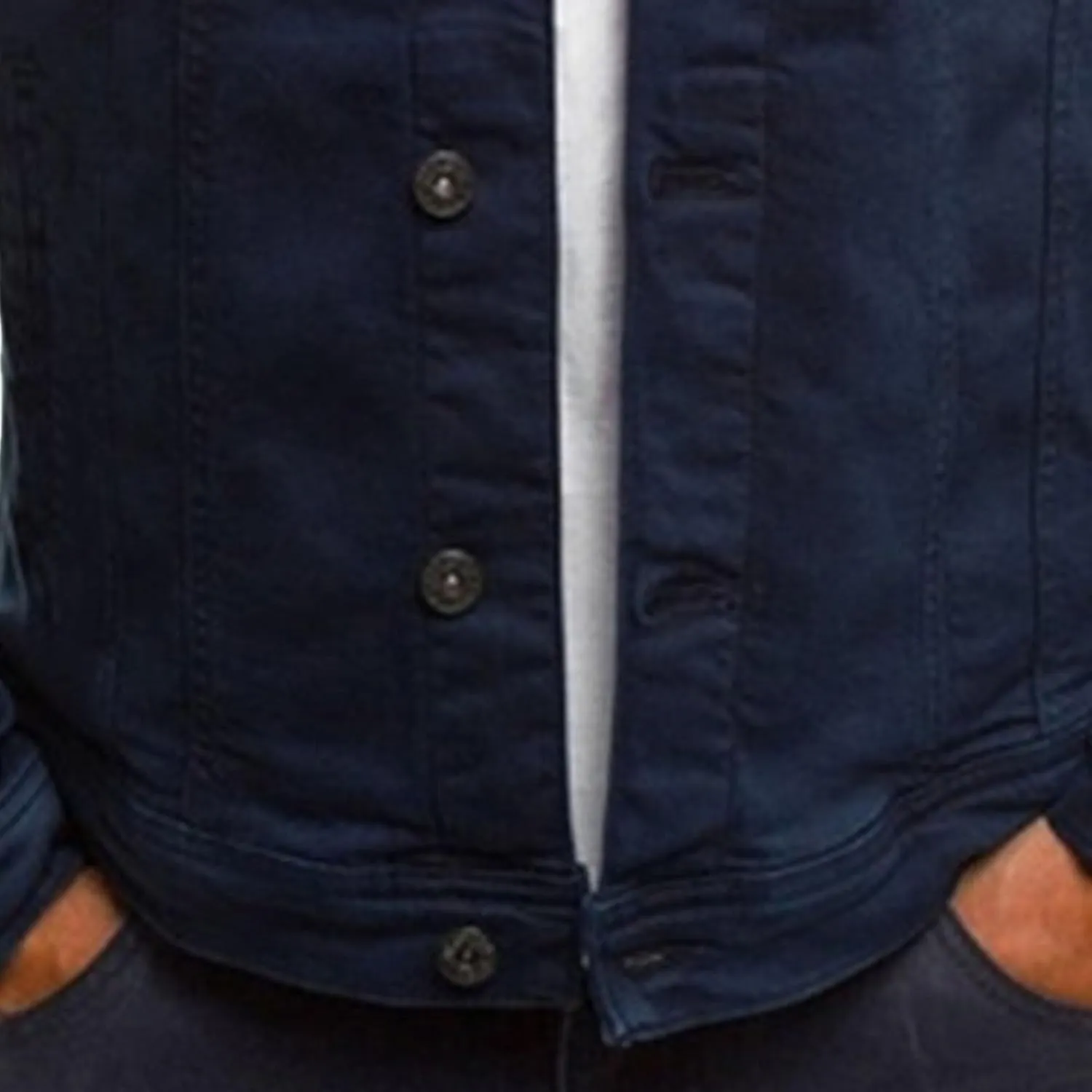 Men's Casual Denim Jacket Button Down Long Sleeve Trucker Jacket Solid Color Slim Fit Fashion Jean Coat