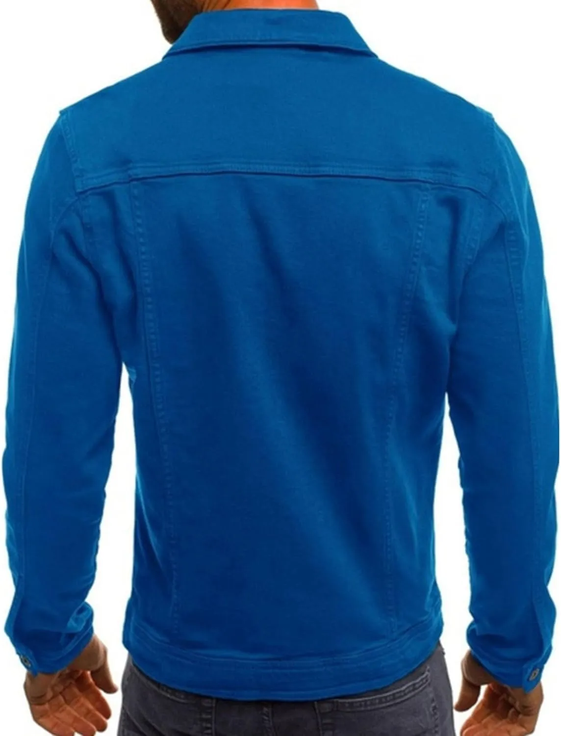 Men's Casual Denim Jacket Button Down Long Sleeve Trucker Jacket Solid Color Slim Fit Fashion Jean Coat