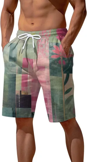 Mens Casual Shorts Stretch Waist Short Pant Classic Vintage Pants Training Hawaiian Summer Beach Shorts