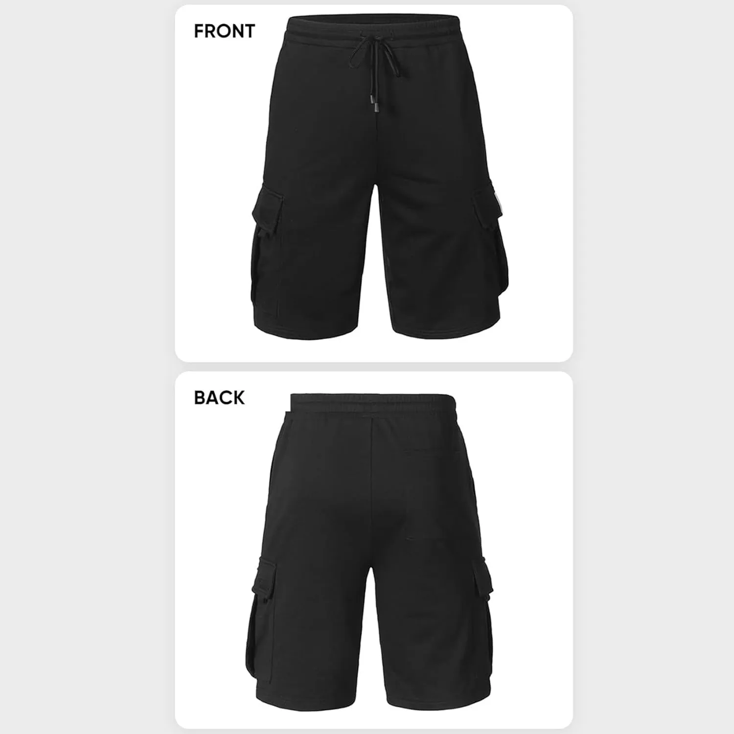 Mens Casual Sweat Cargo Cotton Shorts Drawstring Elastic Waist Athletic Workout Gym Jogger Shorts with 5 Pockets