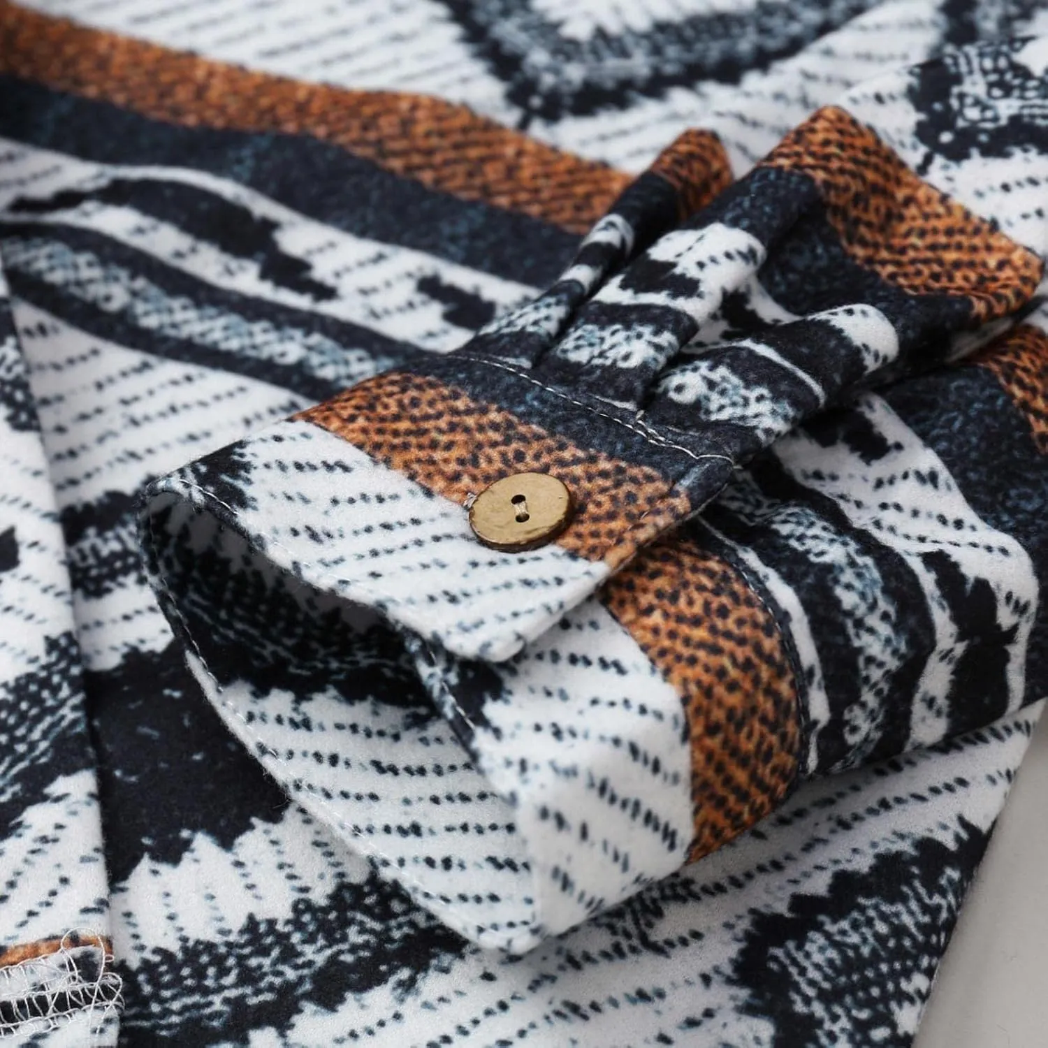 Mens Casual Tribal Aztec Print Shacket Button Down Long Sleeve Varsity Jackets Lapel Collar Graphic Flannel Shirts