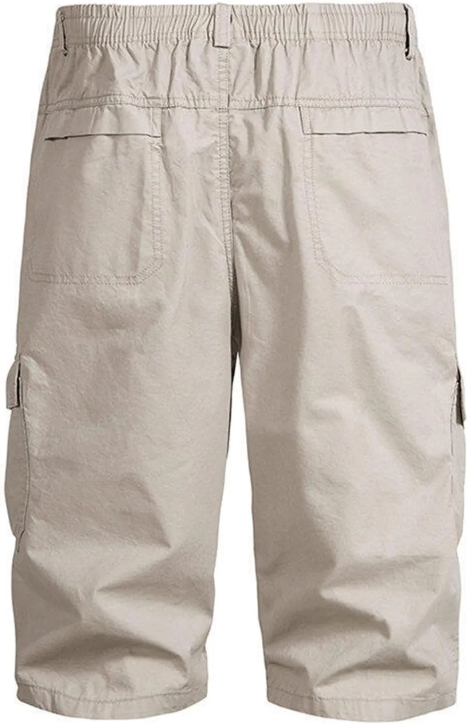 Mens Chino Shorts Casual Drawstring Elastic Waist Plus Size Loose Short Pants with Multiple Pockets Flowy Shorts