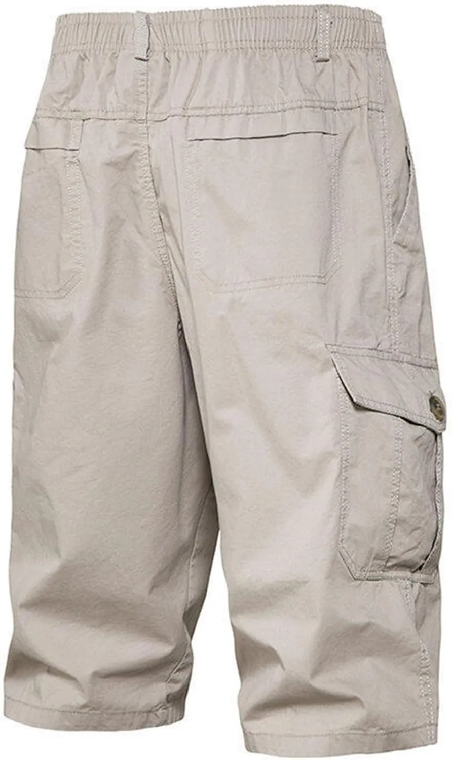 Mens Chino Shorts Casual Drawstring Elastic Waist Plus Size Loose Short Pants with Multiple Pockets Flowy Shorts