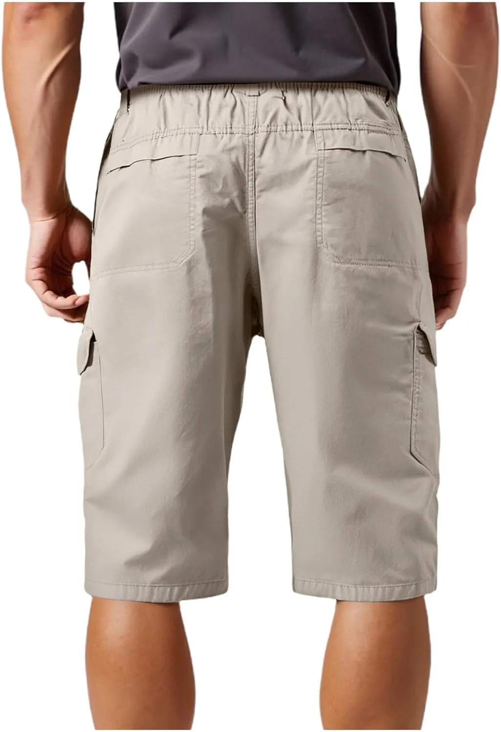 Mens Chino Shorts Casual Drawstring Elastic Waist Plus Size Loose Short Pants with Multiple Pockets Flowy Shorts