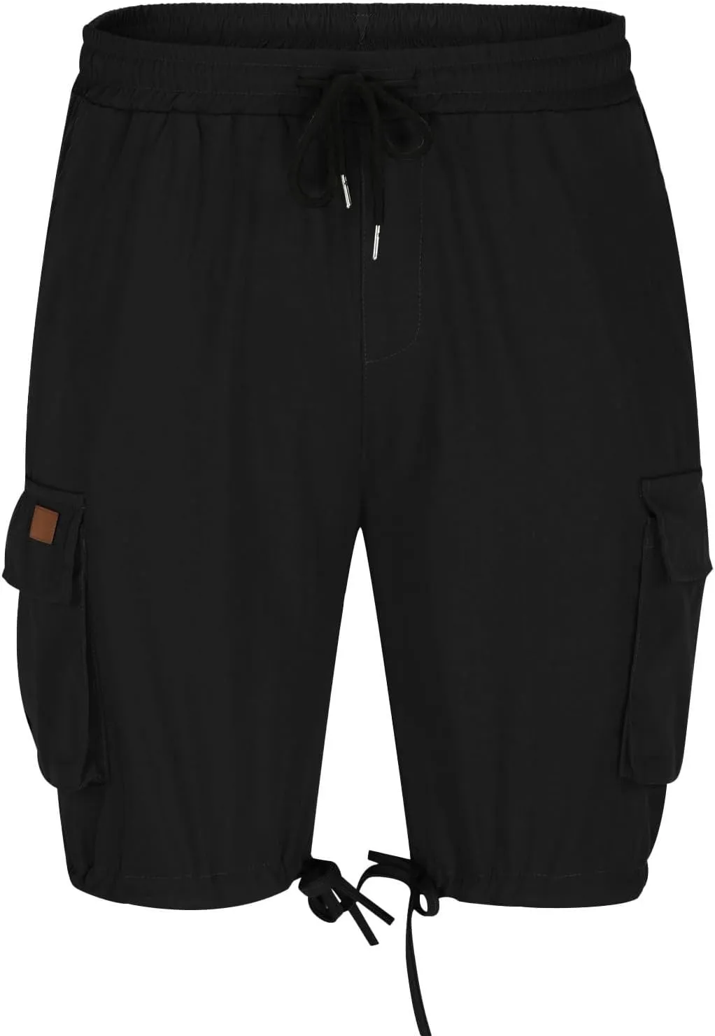 Mens Chino Shorts Sports Gym Training Knee Length Long Shorts Slim Fit Casual Elastic Waist Half Pants with Pockets