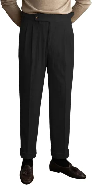 Men's Corduroy Pants Business Flat-Front Suit Pants Fashion Casual Long Trousers