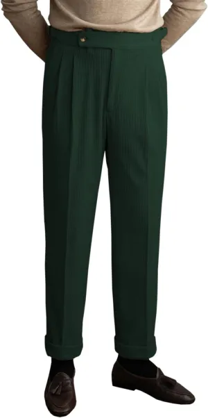 Men's Corduroy Pants Business Flat-Front Suit Pants Fashion Casual Long Trousers