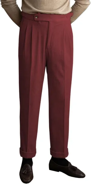 Men's Corduroy Pants Business Flat-Front Suit Pants Fashion Casual Long Trousers
