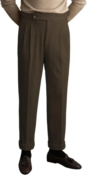 Men's Corduroy Pants Business Flat-Front Suit Pants Fashion Casual Long Trousers