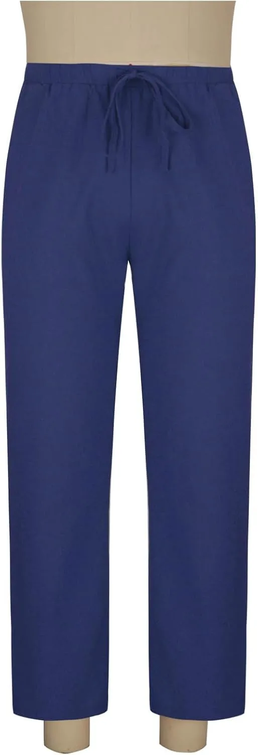 Mens Cotton Linen Pants Summer Elastic Drawstring Waist Straight Legs Beach Pant Plus Size Loose Fit Casual Trousers