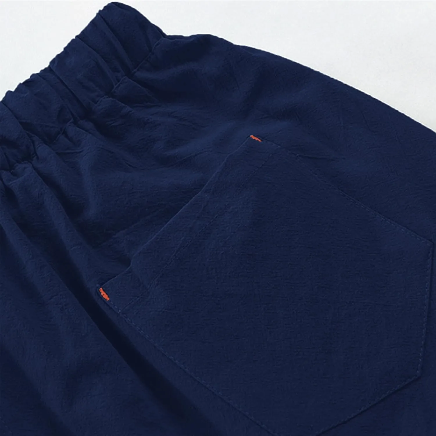 Mens Cotton Linen Shorts Casual Summer Beach Capri Pants Athletic Gym Workout Shorts with Pockets
