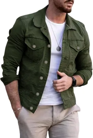 Mens Denim Jean Jackets Casual Regular Fit Button Down Long Sleeve Trucker Shirt Jacket Slim Fit Jean Cardigan Coat