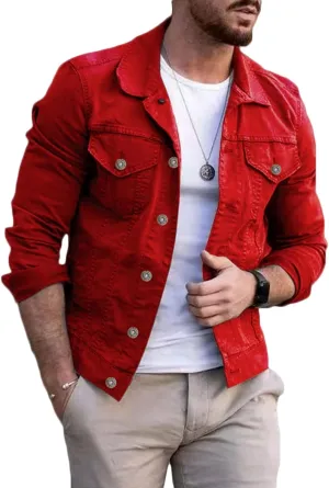 Mens Denim Jean Jackets Casual Regular Fit Button Down Long Sleeve Trucker Shirt Jacket Slim Fit Jean Cardigan Coat