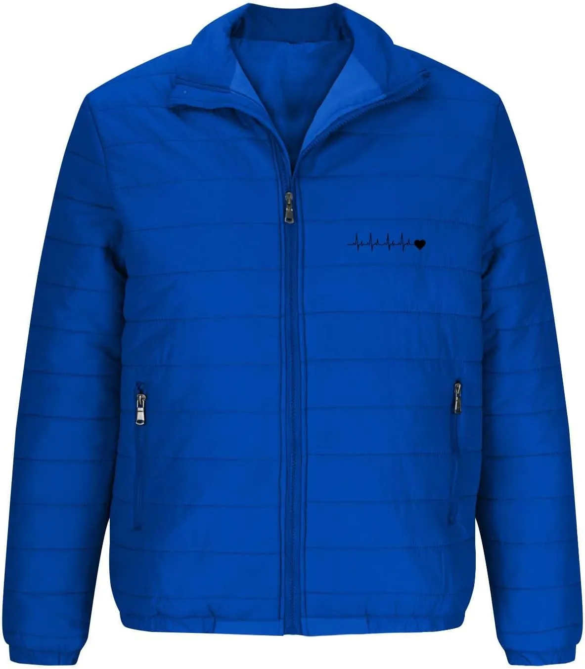 Men's Down Puffer Jacket ECG Love Printed Winter Warm Coats Packable Waterproof Outerwear
