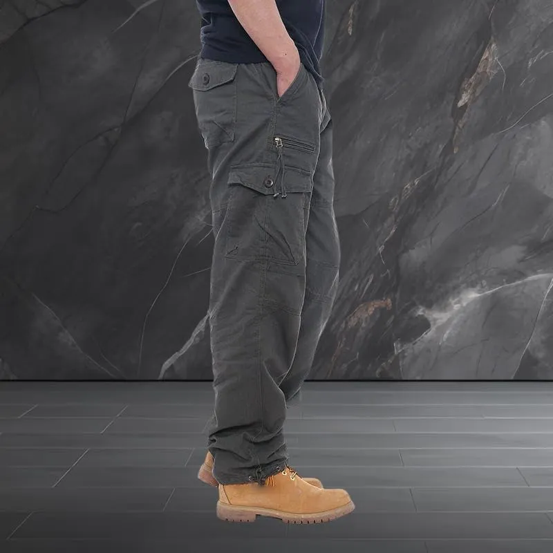 Men's Durable Multi-Pocket Straight Leg Cargo Work Pants Loose Fit