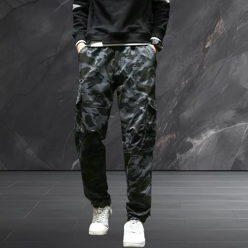 Men's Durable Multi-Pocket Straight Leg Cargo Work Pants Loose Fit