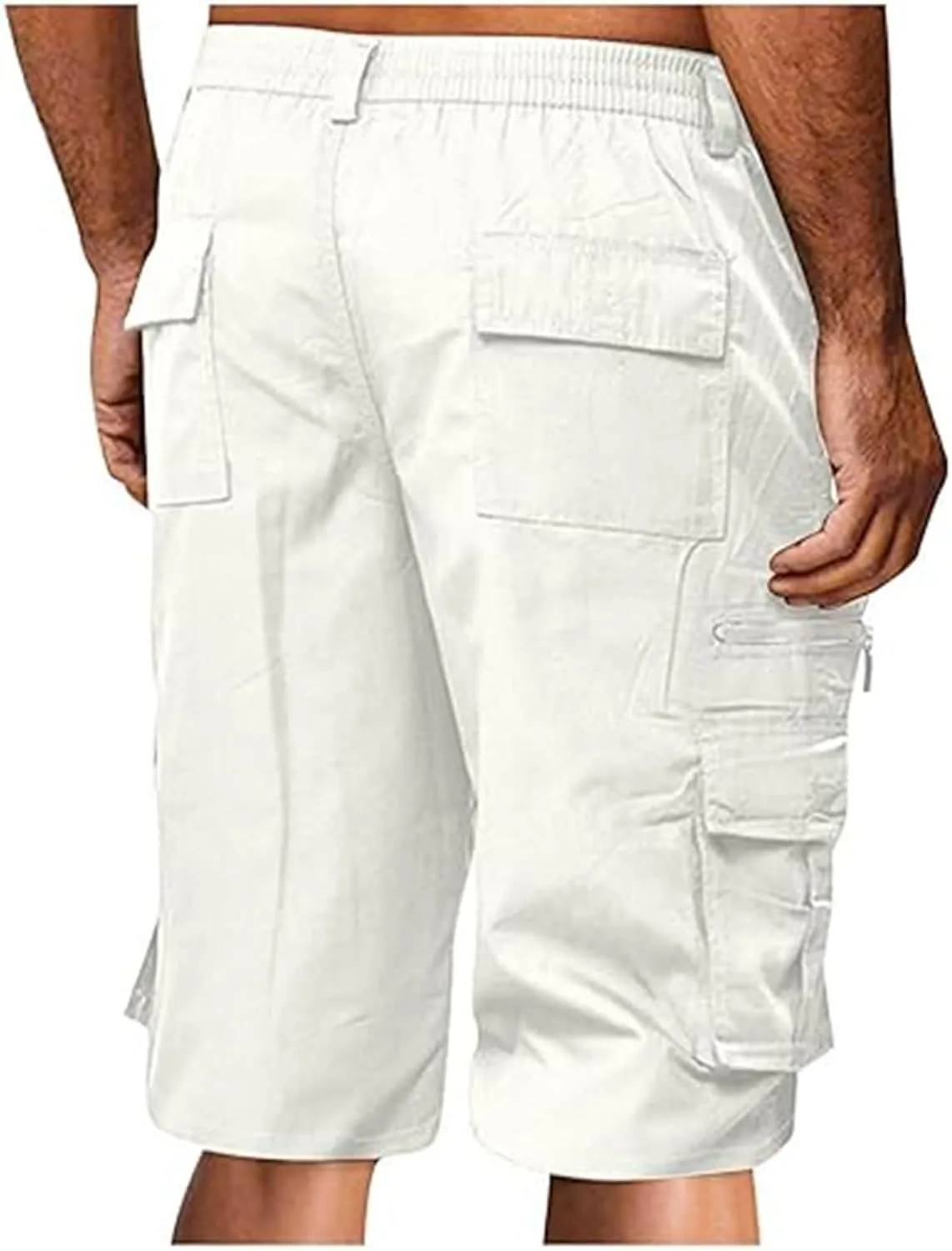 Mens Elastic Waist Cargo Shorts 2024 Summer Casual Bermuda Shorts with Multi Pocket Casual Short Pants Trendy Shorts