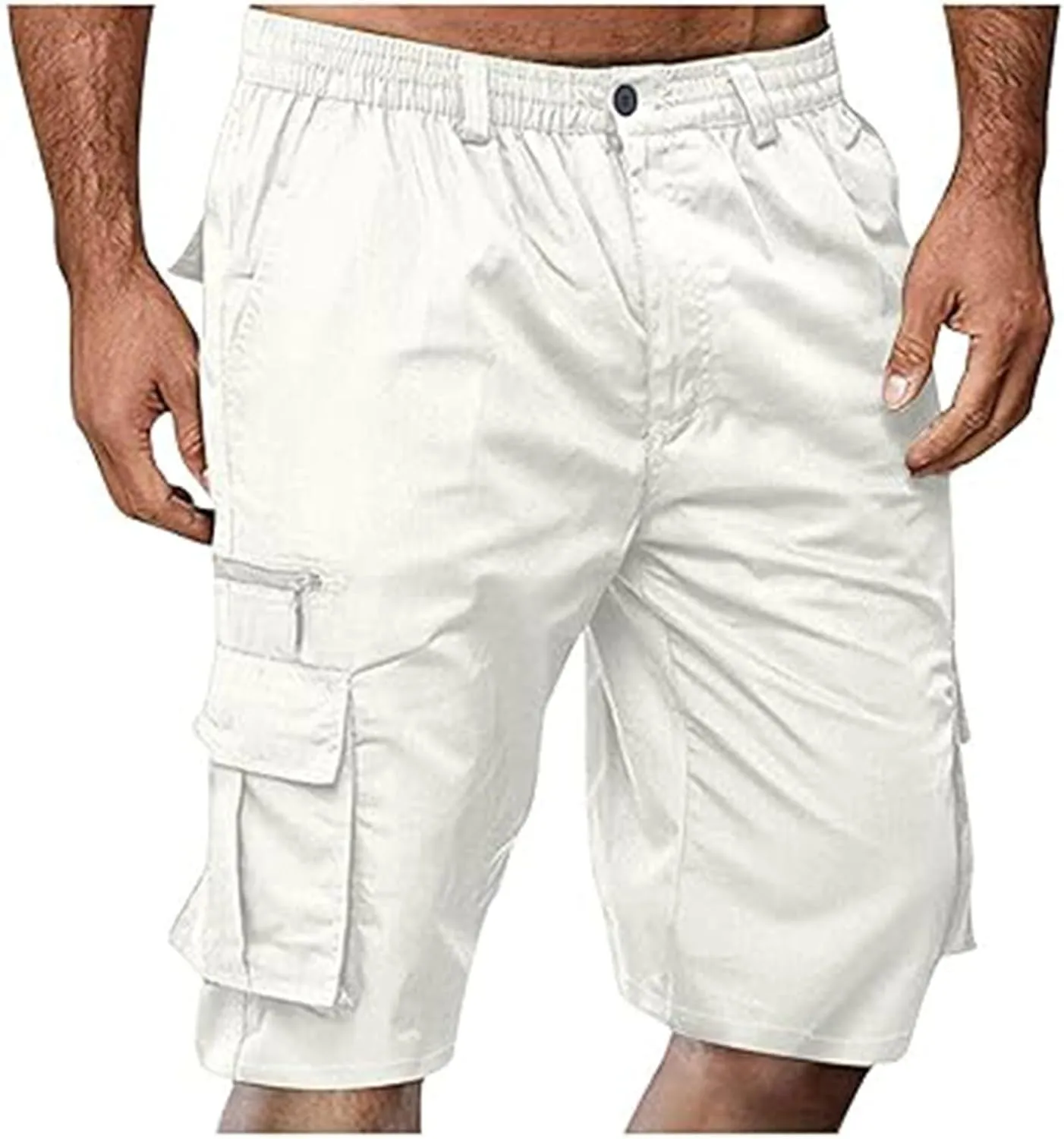 Mens Elastic Waist Cargo Shorts 2024 Summer Casual Bermuda Shorts with Multi Pocket Casual Short Pants Trendy Shorts