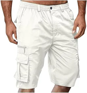 Mens Elastic Waist Cargo Shorts 2024 Summer Casual Bermuda Shorts with Multi Pocket Casual Short Pants Trendy Shorts
