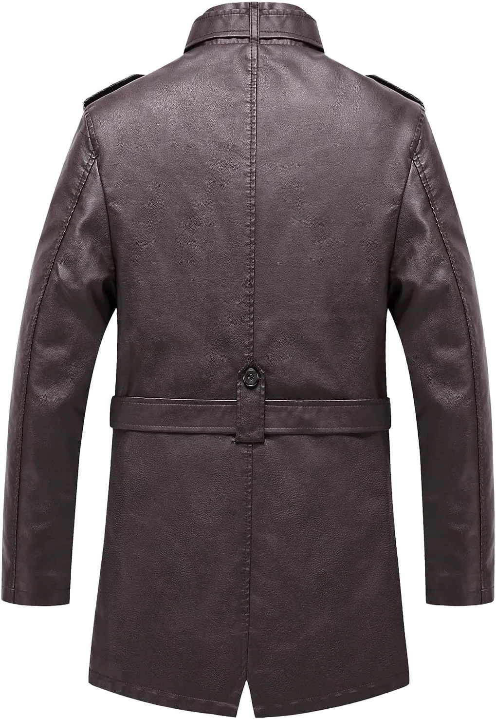 Mens Faux Pu Leather Trench Coat Sherpa Lined Warm Windproof Overcoat Motorcycle Zipper Bomber Jacket Coat Outwear