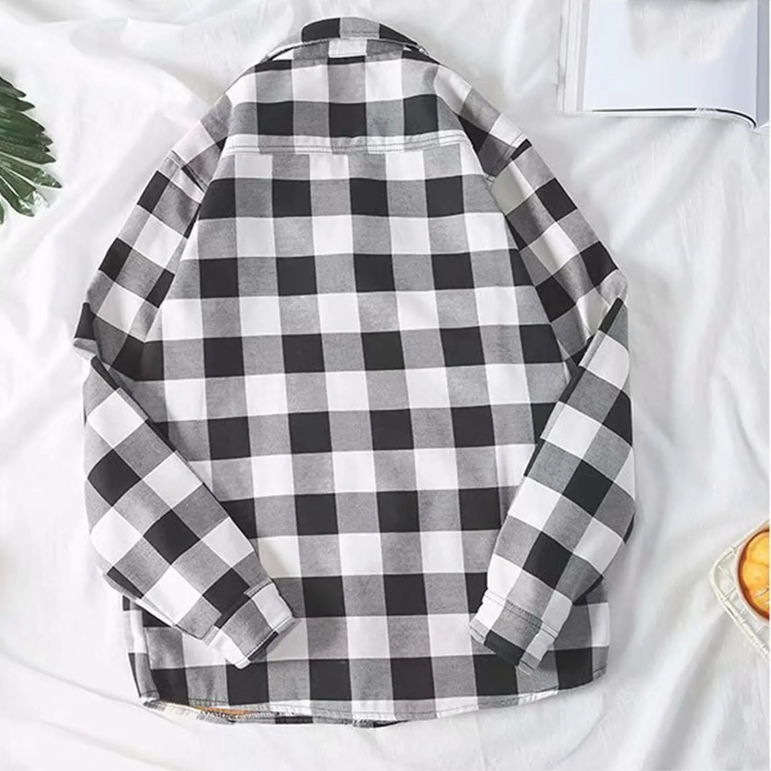 Mens Flannel Plaid Shirts Long Sleeve Casual Button Down Shirt Relaxed Fit Lightweight Pockets Gingham Shirt for Work